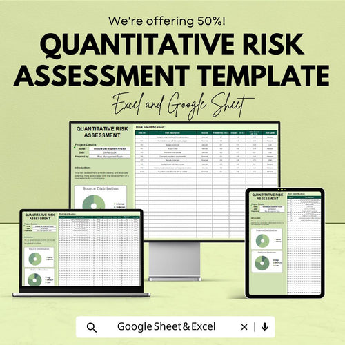 Quantitative Risk Assessment Template | Business Risk Analysis Dashboard | Project Management Tool | Risk Evaluation Sheet