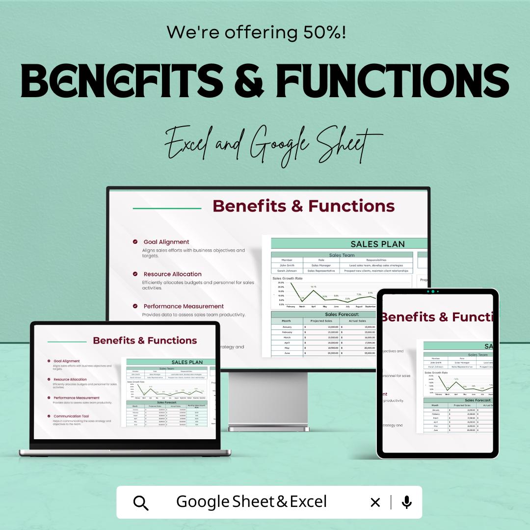Sales Plan Template | Sales Forecast Dashboard | Sales Team Planning Template | Revenue Planning Spreadsheet