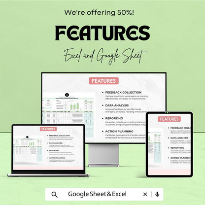 Health & Safety Training Feedback Analysis Template | Excel and Google Sheets | Safety Report | Employee Training Evaluation Tool