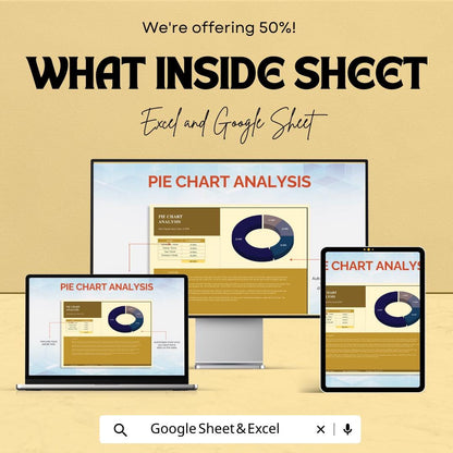 Pie Chart Analysis Sheet | Editable Excel and Google Sheets Template | Data Visualization & Business Dashboard Tool