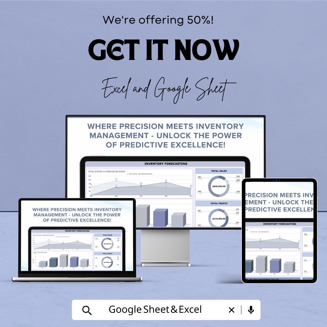 Inventory Forecasting Sheet - Excel & Google Sheet Template for Stock Management, Sales Prediction, Inventory Control