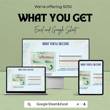 Internal Audit Accounting Management Dashboard Template | Audit Reporting Dashboard | Budget vs Actual Tracker | Financial Dashboard