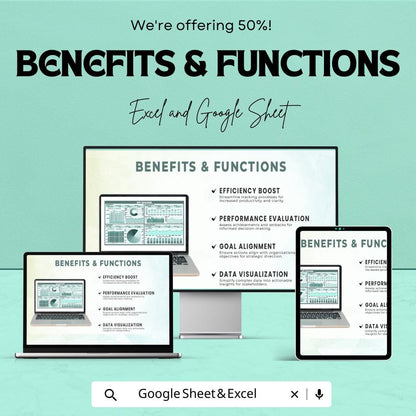 KPI Tracker Sheet | Google Sheets & Excel | Sales, Marketing and Operations Performance Tracking | Business Metrics Dashboard |