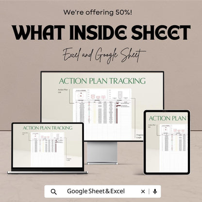 Action Plan Tracking Template | Project Tracker Spreadsheet | Task Progress Dashboard | Business Planning Tool | Goal Tracker
