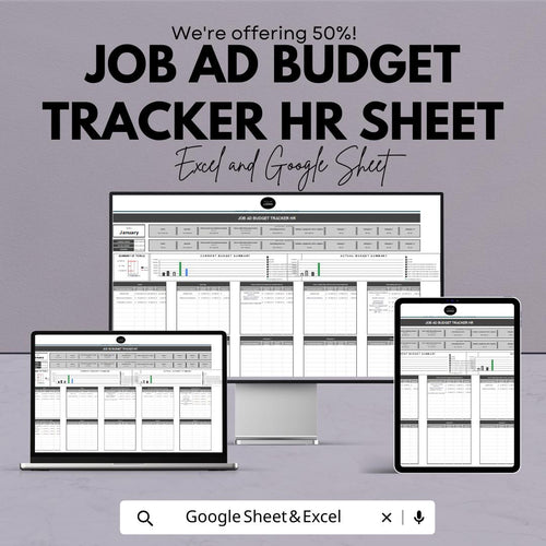 Job Ad Budget Tracker HR Sheet - Excel & Google Sheet Template for HR Professionals | Budget Management | Recruitment Expense Tracker