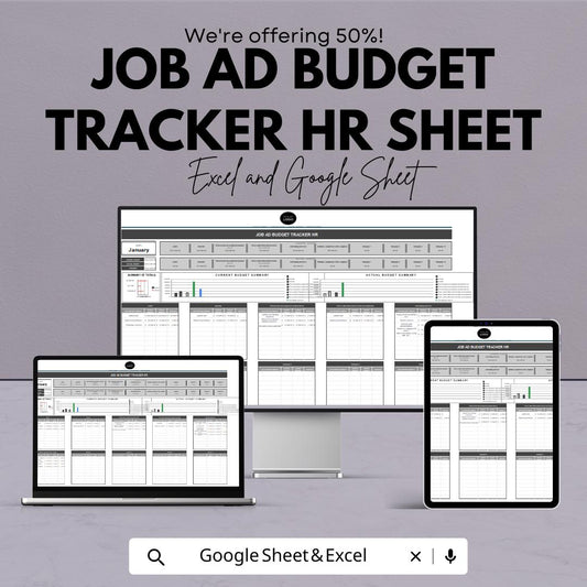 Job Ad Budget Tracker HR Sheet - Excel & Google Sheet Template for HR Professionals | Budget Management | Recruitment Expense Tracker