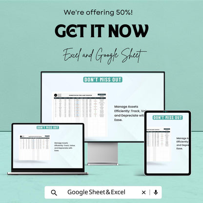 Administration Fixed Asset Register Template | Asset Tracking Spreadsheet | Depreciation Tracker | Business Asset Log