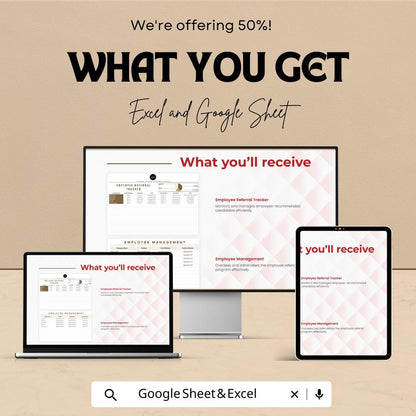 Employee Referral Tracker HR Template | Excel & Google Sheets | Employee Referral Program Tracker | Hiring and Recruitment Tracking Tool