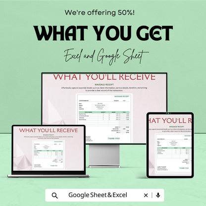 Massage Receipt Template | Spa & Therapy Receipt | Editable Massage Invoice | Service Receipt | Printable Business Template