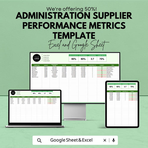 Administration Supplier Performance Metrics Template | Supplier KPI Tracker | Vendor Performance Dashboard | Procurement Analytics