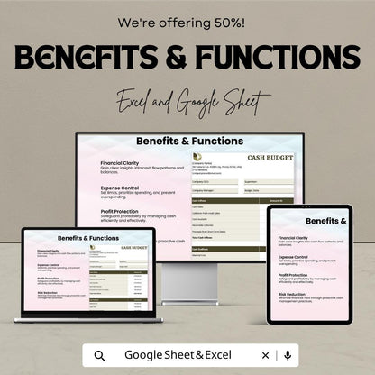 Cash Budget Template | Cash Flow Tracker Spreadsheet | Income and Expense Planner | Financial Tracker | Monthly Budget Sheet