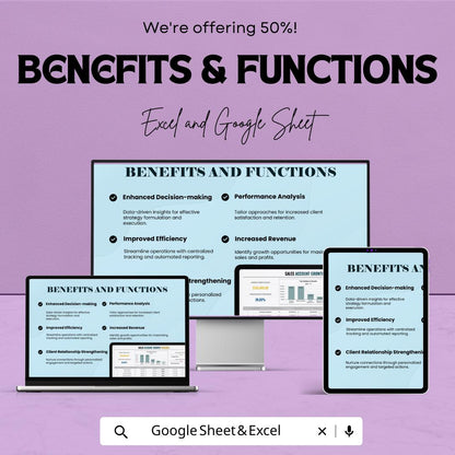 Dashboard Tracker Template | Business Performance Metrics | Sales Data Analytics Spreadsheet | Automated Report Template