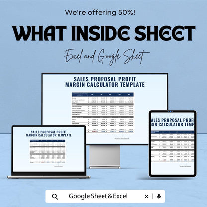 Sales Proposal Profit Margin Calculator Sheet | Excel and Google Sheets | Automated Template for Profitability, Cost & Revenue Analysis