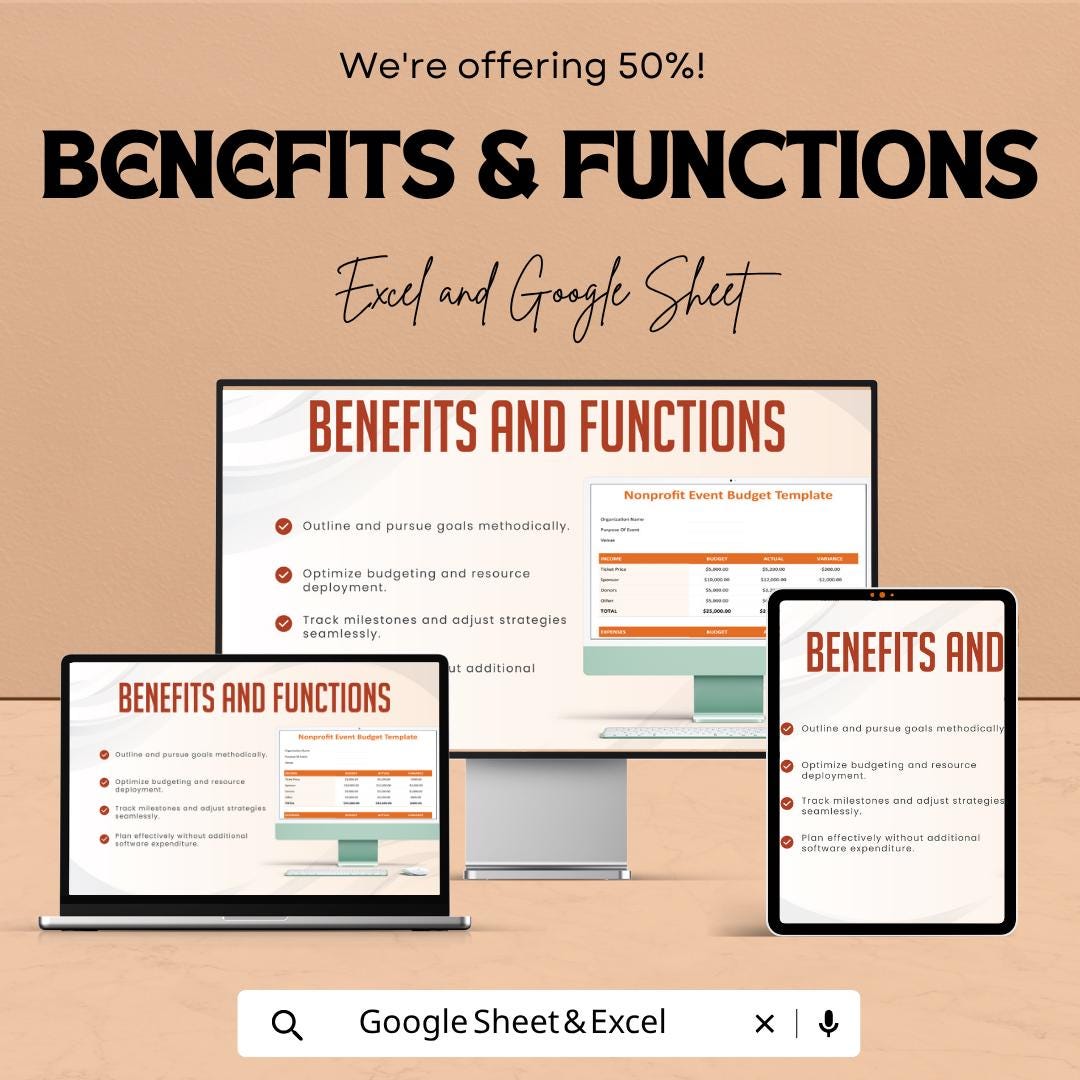 Nonprofit Event Budget Template | Event Budget Spreadsheet | Fundraising Budget Planner | Charity Event Budget Tracker