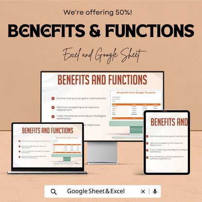 Nonprofit Event Budget Template | Event Budget Spreadsheet | Fundraising Budget Planner | Charity Event Budget Tracker