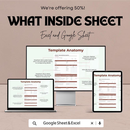 Project Team Meeting Minutes Template | Meeting Notes Spreadsheet | Team Meeting Tracker | Project Management Template |