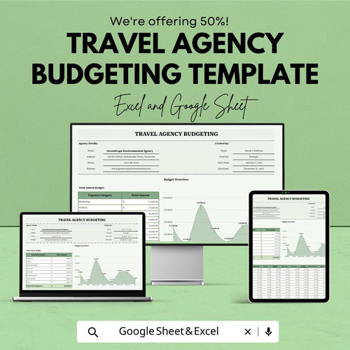Travel Agency Budget Template, Business Budget Spreadsheet, Expense Tracker, Google Sheets & Excel, Small Business Finance Planner
