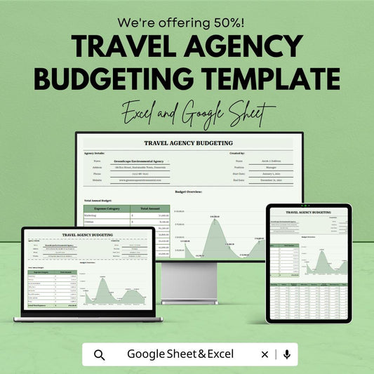 Travel Agency Budget Template, Business Budget Spreadsheet, Expense Tracker, Google Sheets & Excel, Small Business Finance Planner