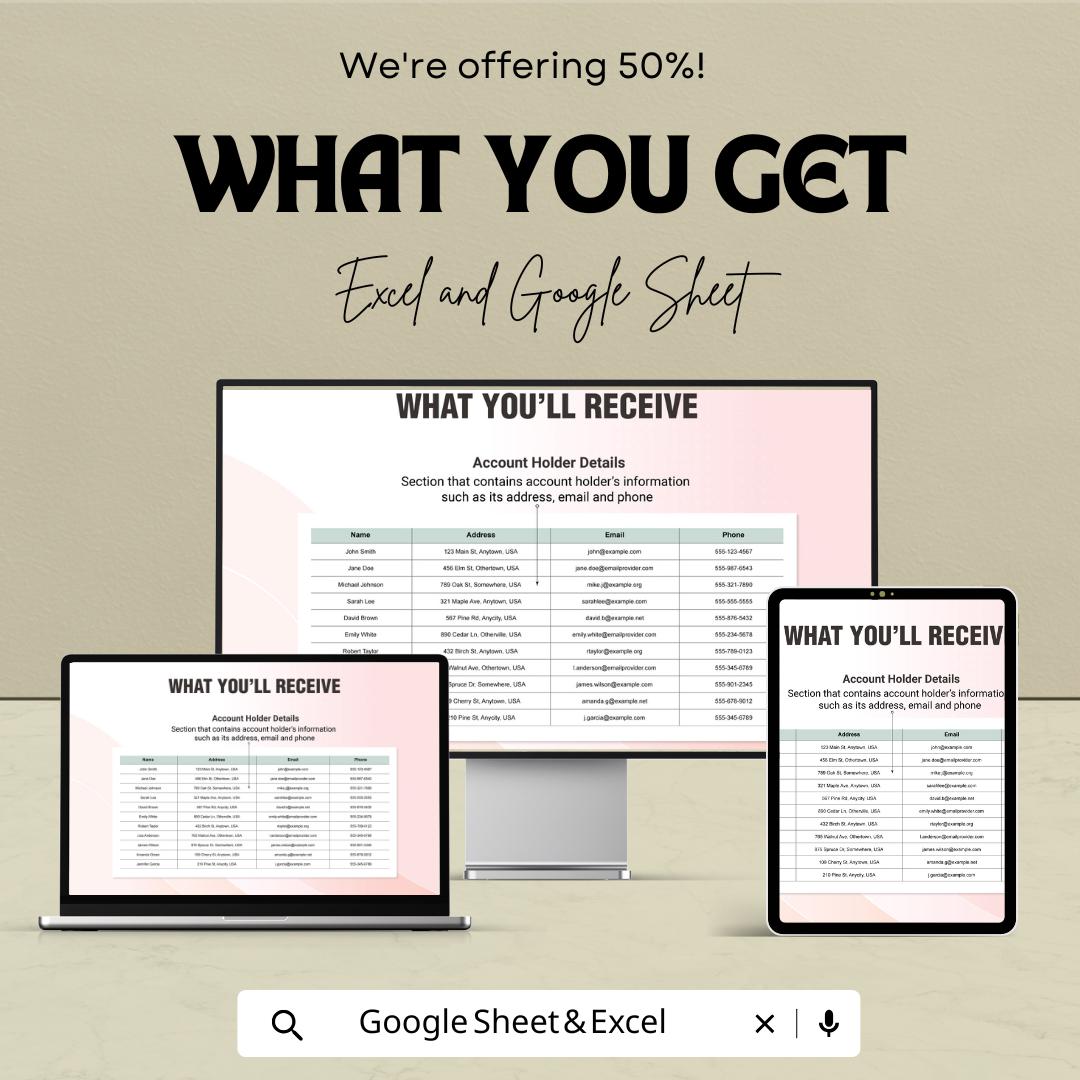 Account Verification Process Template | Account Review Tracker | Compliance Verification Sheet | Audit Tracking Template