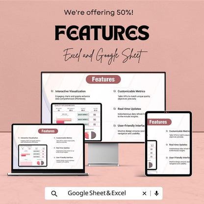 Quality KPI Dashboard Template for Performance Monitoring | Excel & Google Sheets | Track Supplier Quality, Process Efficiency |