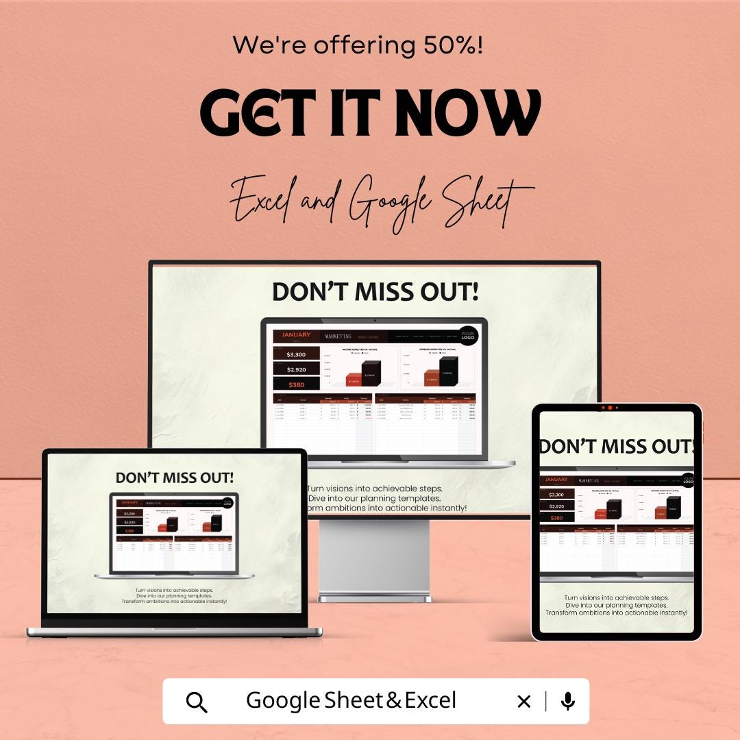 Startup Marketing Budget Planner Sheet – Excel and Google Sheets | Marketing Budget Tracker | Expense Management & Financial Planning