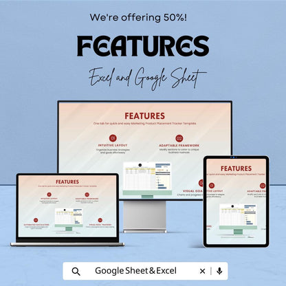Marketing Product Placement Tracker Template | Campaign Tracking Spreadsheet | Marketing Analytics Tool