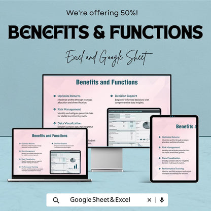 Finance Portfolio Performance Analysis Template | Investment Performance Tracker | Portfolio Metrics Dashboard | Excel & Google Sheets