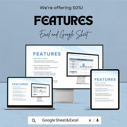 Sample Inventory Template | Excel & Google Sheets | Inventory Tracker | Stock Management | Sales Dashboard | Editable Business Spreadsheet