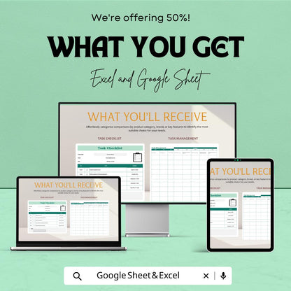 Task Checklist Sheet | Google Sheets & Excel Template | To-Do List | Task Tracker | Project Organizer | Editable Checklist Form