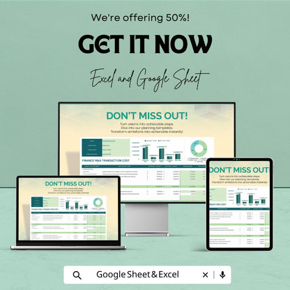 Finance M&A Transaction Cost Tracking Template | Merger Cost Tracker | Budget vs Actual Analysis | M and A Finance Template