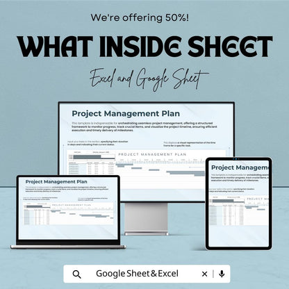 Project Management Plan Template | Project Planning Document | Project Plan Spreadsheet | Excel & Google Sheets | Business Planning Tool