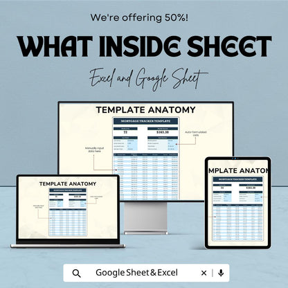 Mortgage Tracker Template | Loan Amortization Schedule | Home Loan Calculator | Payment Tracker Spreadsheet | Finance Planner