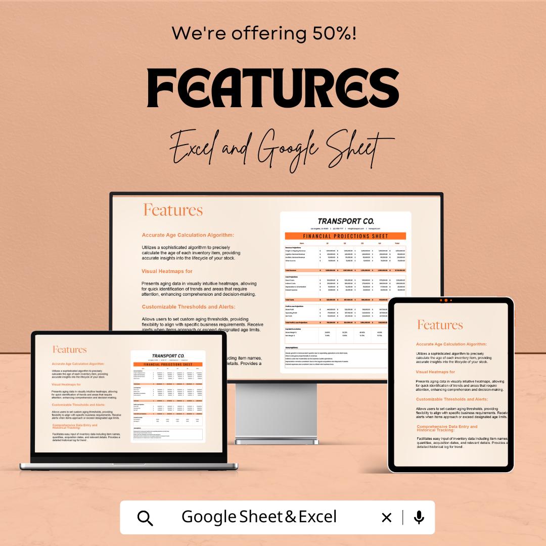 Transport and Logistics Financial Projections Spreadsheet | Revenue Forecasting Template | Budget Planning Sheet | Fleet Finance Model