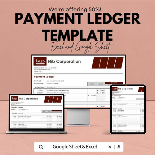 Payment Ledger Template for Excel & Google Sheets | Business Payment Tracker Spreadsheet | Accounts Payable Ledger | Expense Tracking Sheet