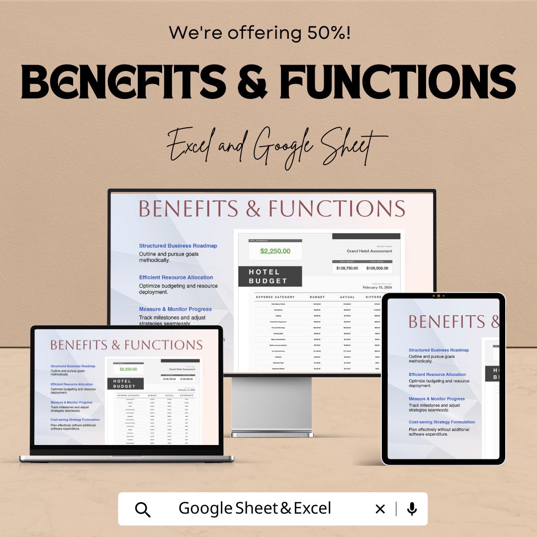 Hotel Comparison Budget Template, Hotel Cost Analysis Spreadsheet, Travel Budget Planner, Hotel Expense Tracker, Excel & Google Sheets
