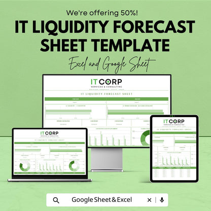 IT Liquidity Forecast Sheet Template, Cash Flow Forecast Spreadsheet, Financial Dashboard, Business Liquidity Tracker, Excel Google Sheets