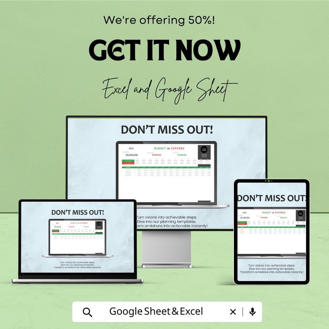 Startup Budget and Expense Tracker Template | Excel & Google Sheets | Small Business Finance Planner | Budget vs Expense Spreadsheet