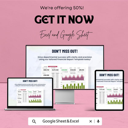Departmental Financial Report Sheet | Google Sheets | Budget Tracking | Departmental Analysis | Financial Planning | Budget Management