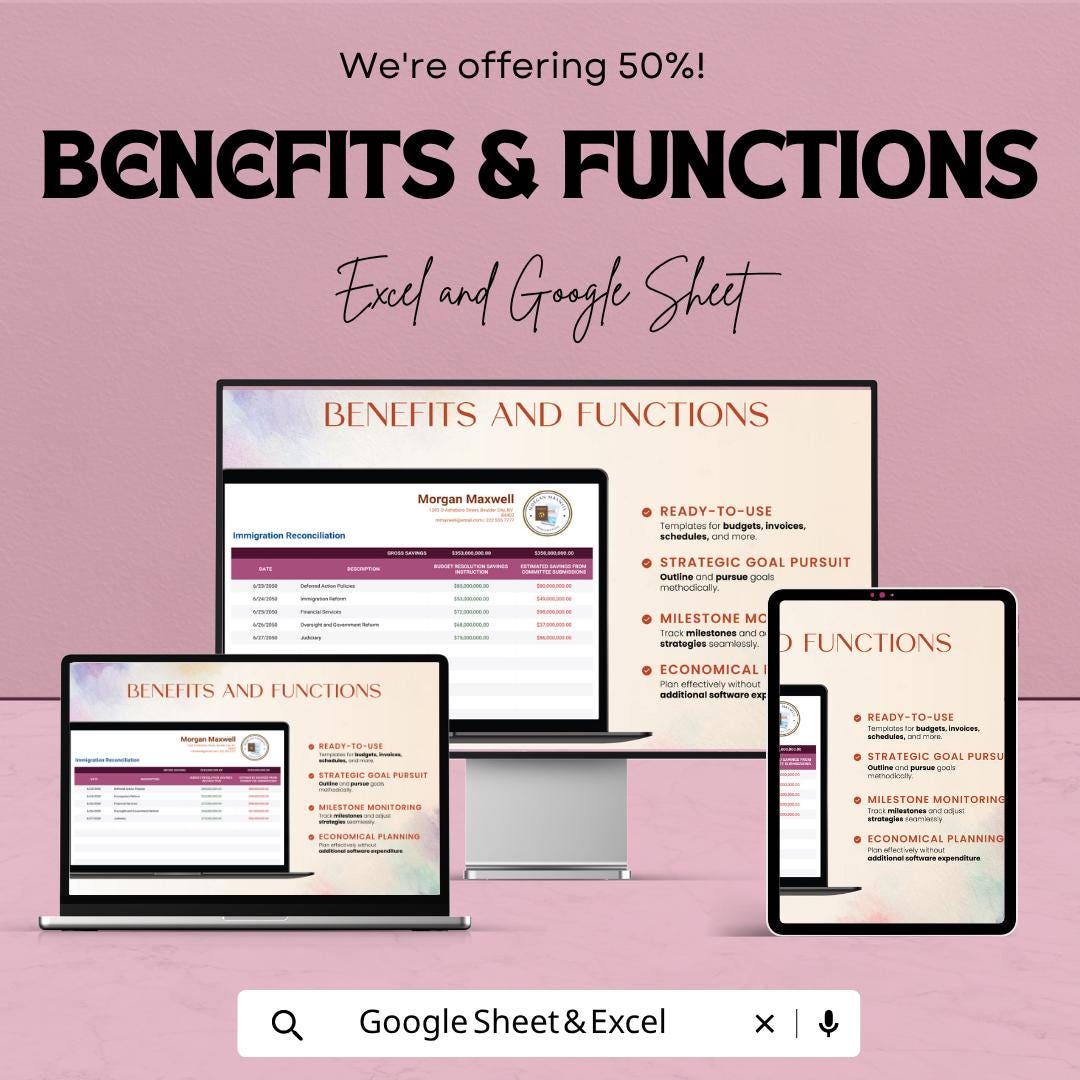 Immigration Reconciliation Template | Immigration Case Tracker Spreadsheet | Visa & Document Organizer | Excel and Google Sheets |