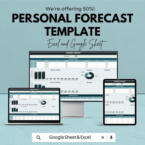 Personal Forecast Template | Personal Planning Spreadsheet | Goal and Expense Tracker | Excel & Google Sheets