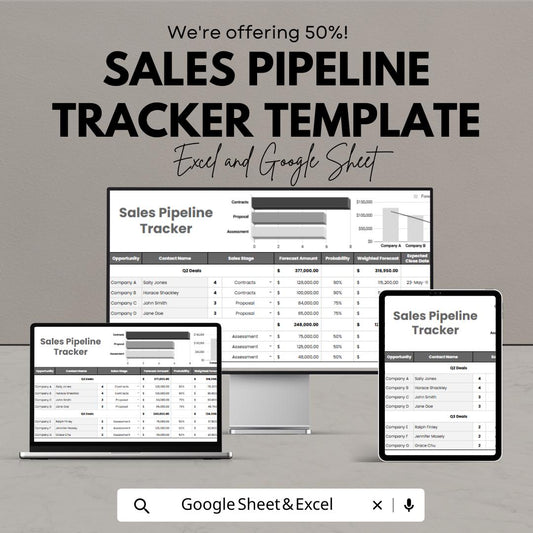 Sales Pipeline Tracker Template, CRM Sales Spreadsheet, Deal Tracking Sheet, Sales Forecast Tracker, Excel and Google Sheets