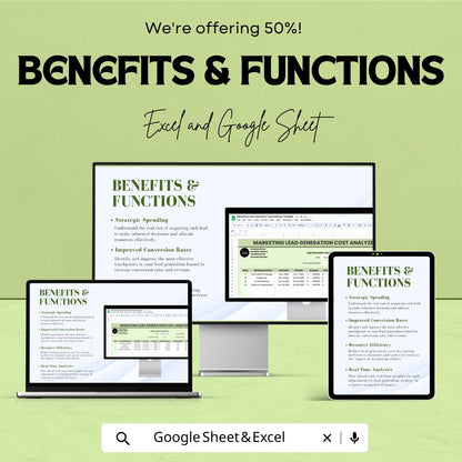Marketing Lead Generation Cost Analyzer Template | Lead Cost Calculator | Lead Gen Budget Tracker | Marketing Cost Tracking Template