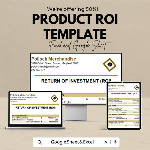 Product ROI Template | Excel & Google Sheets | Return on Investment Calculator | Profit Analysis Template | Business Finance Spreadsheet