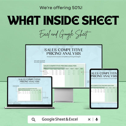 Sales Competitive Pricing Analysis Template | Excel & Google Sheets | Business Pricing Comparison Spreadsheet | Market Analysis Tool