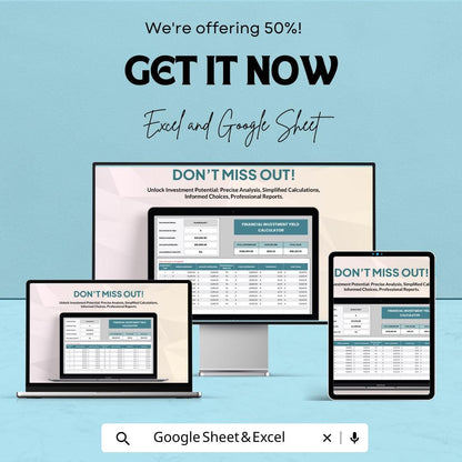 Financial Investment Yield Calculator Template | Investment Return Calculator | Yield Analysis Spreadsheet | Finance Planning Tool