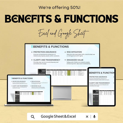 IP Rights Management Template, Intellectual Property Contract Tracker, Legal Contract Organizer
