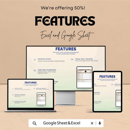 Marketing SEO Content Audit Sheet Template | SEO Audit Tracker | Google Sheets & Excel Template | Website Content Planner | Marketing KPI