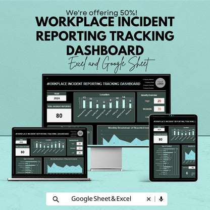 Workplace Incident Reporting Tracking Dashboard Sheet – Google Sheets Template for Safety Tracking, Incident Management, and Reporting