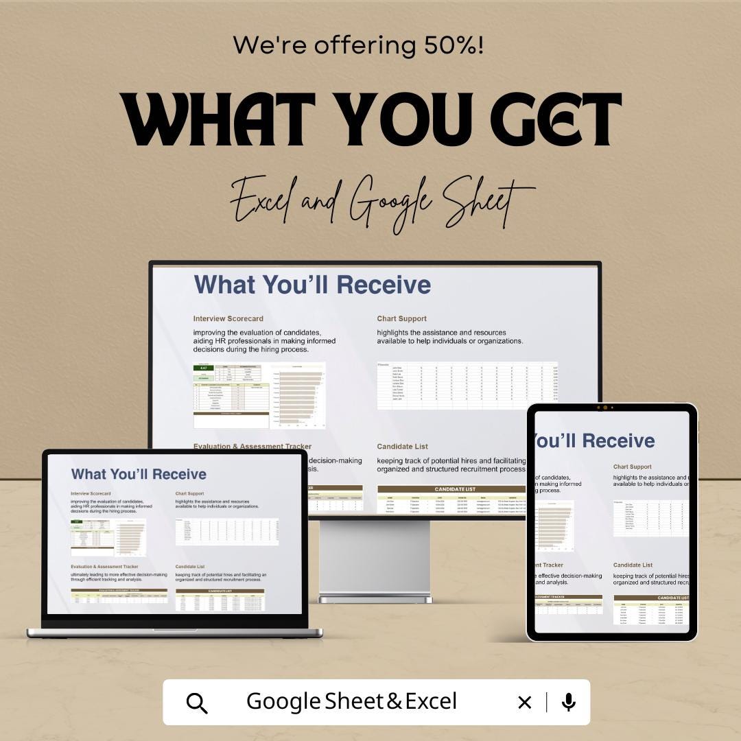 Interview Scorecard HR Template | Candidate Evaluation Form | Hiring Interview Rating Sheet | Excel & Google Sheets