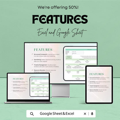 Plan Template | Project Planning Spreadsheet | Business Strategy Planner | Excel and Google Sheets Plan Template | Goal and Task Organizer